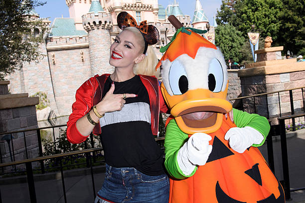 CA: Gwen Stefani Celebrates Halloween Time With Donald Duck At Disneyland