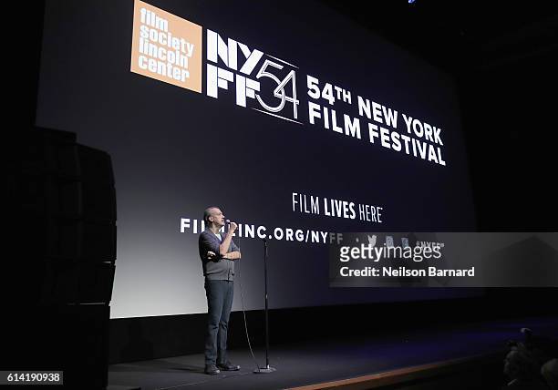Director Jean-Pierre Dardenne and Luc Dardenne speaks onstage at the 54th New York Film Festival - "The Unknown Girl" Intro and Q&A at Alice Tully...