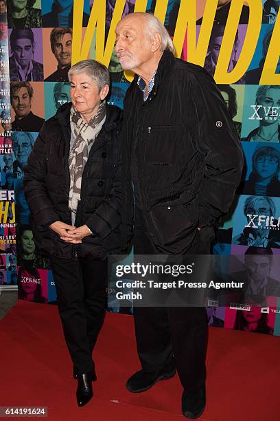 Karl Dall and his wife Barbara during the Berlin premiere of the film 'Die Welt der Wunderlichs' at Kant Kino on October 12, 2016 in Berlin, Germany.