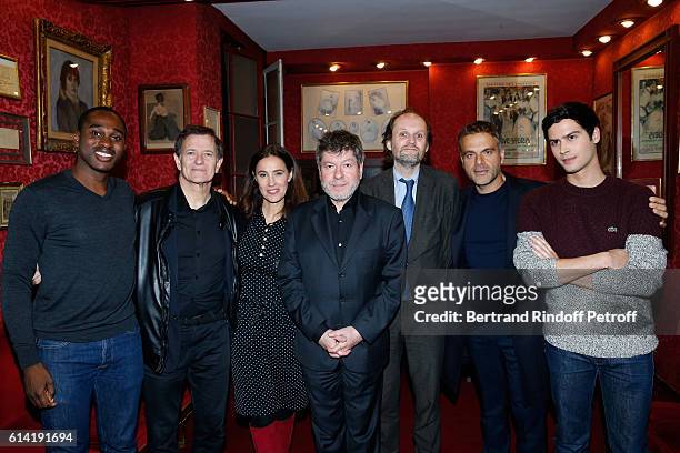 Actors of the piece Olivier Dote Doevi, Francis Huster, Odile Cohen, Regis Laspales, co-owner of the Theater Jean-Marc Dumontet, Stage director of...