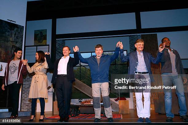 Actors Jesse Remond Lacroix, Odile Cohen, Francis Huster, Regis laspales, Francois Berland and Olivier Dote Doevi acknowledge the applause of the...