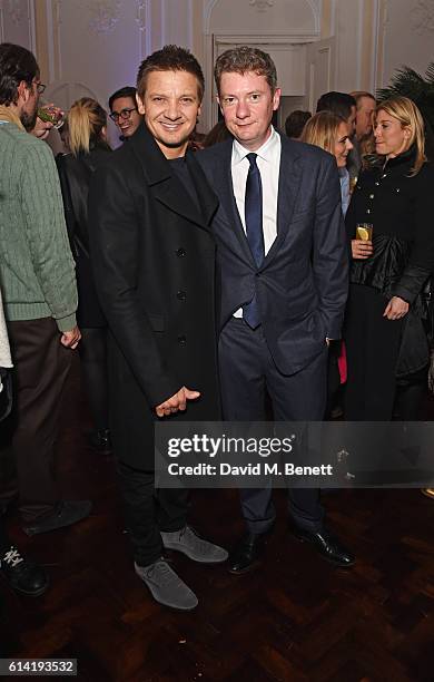 Jeremy Renner and Alex Bilmes attend the launch of the Esquire Townhouse with Dior on October 12, 2016 in London, England.