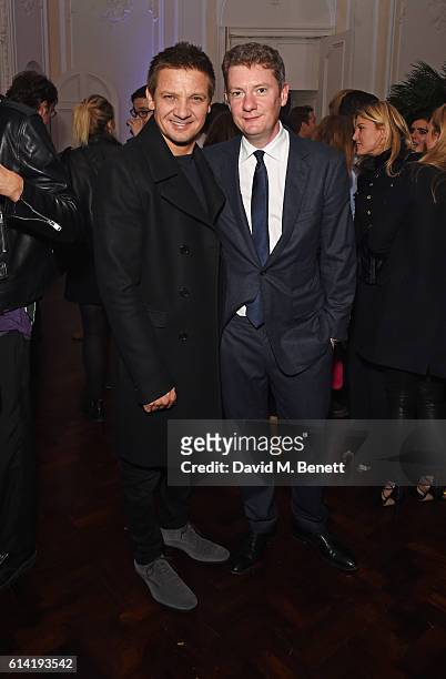 Jeremy Renner and Alex Bilmes attend the launch of the Esquire Townhouse with Dior on October 12, 2016 in London, England.
