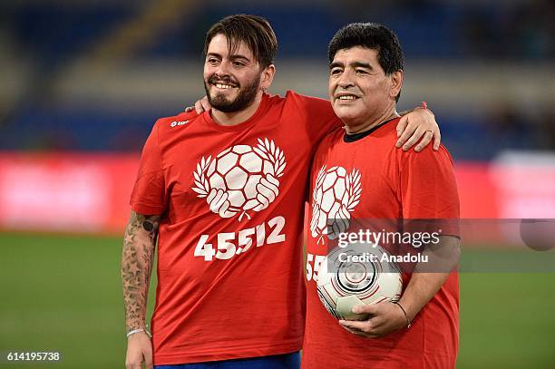 Diego Armando Maradona Junior and Diego Armando Maradona during the 'Match of Peace - United for Peace', charity soccer match promoted by the Schools...