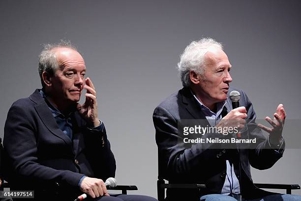 Luc Dardenne and Jean-Pierre Dardenne speak onstage at the 54th New York Film Festival - "The Unknown Girl" Intro and Q&A at Alice Tully Hall,...