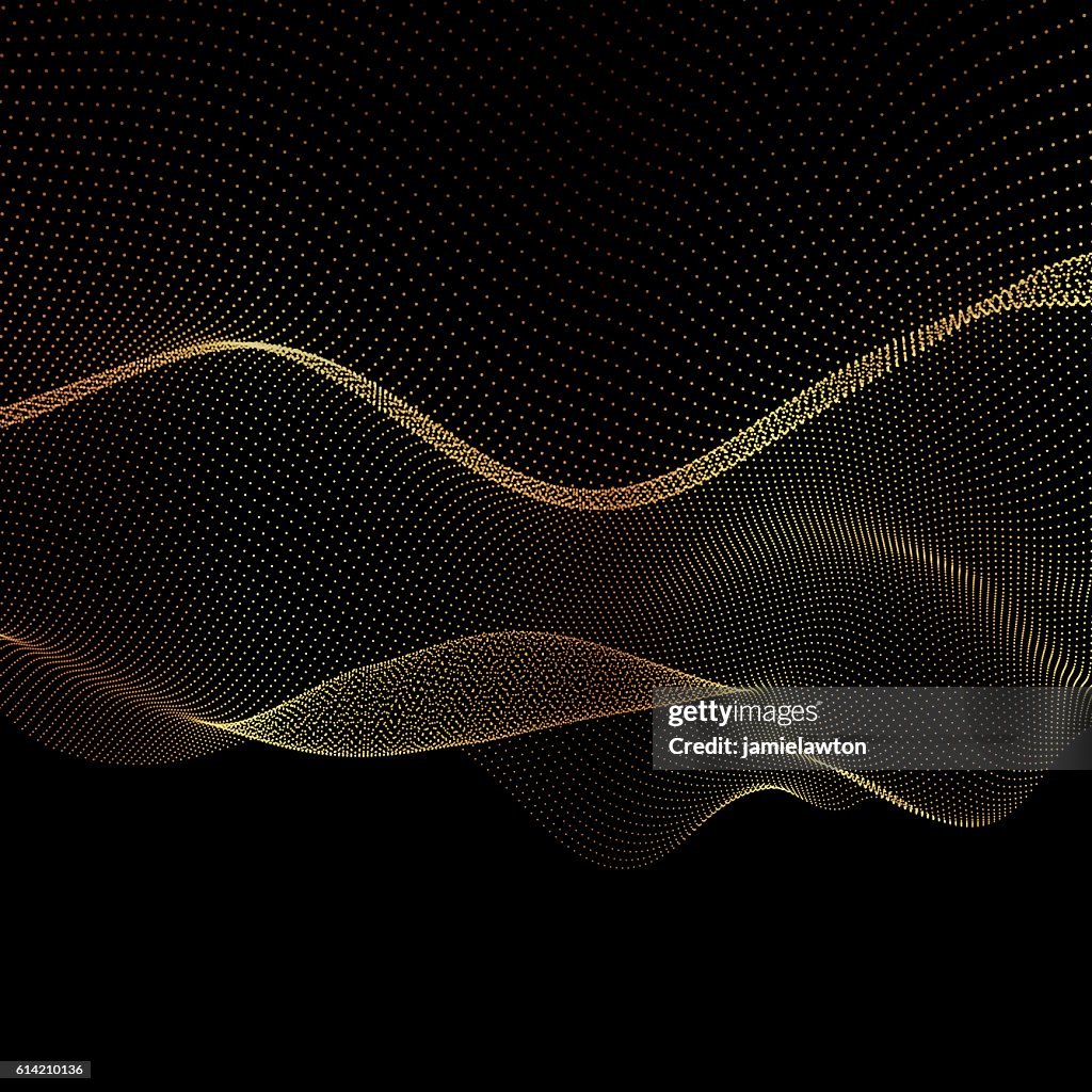 Abstract vector gold flowing dots background