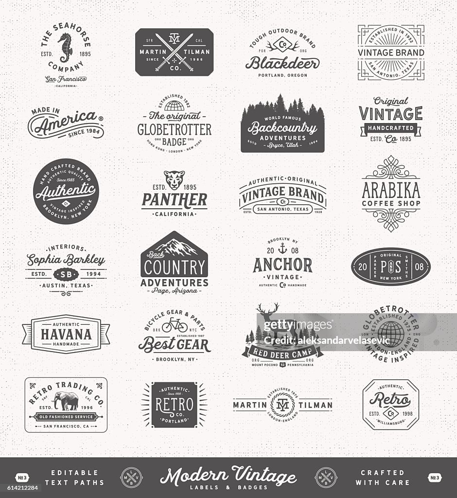 Modern Vintage Labels,Badges and Signs