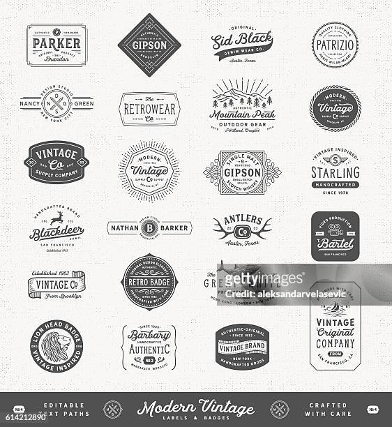 modern vintage labels,badges and signs - old fashioned stock illustrations