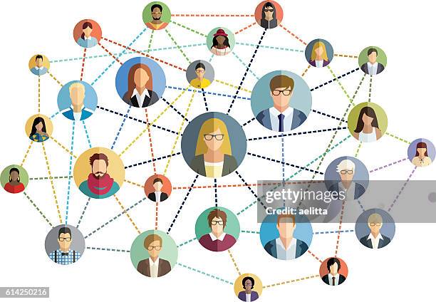 ilustrações, clipart, desenhos animados e ícones de rede social - ilustração vetorial. - organização
