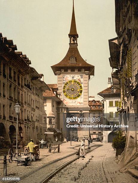 Zytglogge Clock Tower, Bern, Switzerland, Photochrome Print, circa 1900.