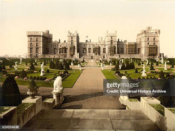 East Terrace and Windsor Castle, Windsor, Berkshire, England, Photochrome Print, circa 1900.