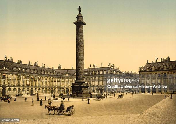 Place Vendome, Paris, France, Photochrome Print, circa 1900.
