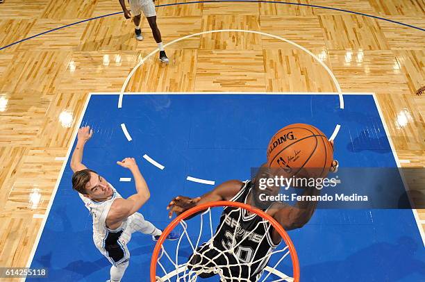 Joel Anthony of the San Antonio Spurs shoots the ball against the Orlando Magic on October 12, 2016 at the Amway Center in Orlando, Florida. NOTE TO...