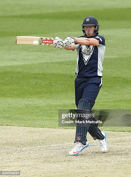 Cameron White of the Bushrangers bats during the Matador BBQs One Day Cup match between Victoria and Tasmania at North Sydney Oval on October 13,...
