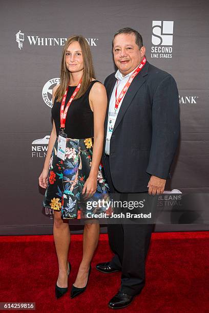 Erica Cormia and Carlos Hornbrook attend the New Orleans premiere of 'LBJ' at The Orpheum Theatre on October 12, 2016 in New Orleans, Louisiana.