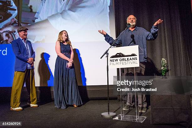 Director Rob Reiner speaks at the New Orleans premiere of 'LBJ' at The Orpheum Theatre on October 12, 2016 in New Orleans, Louisiana.