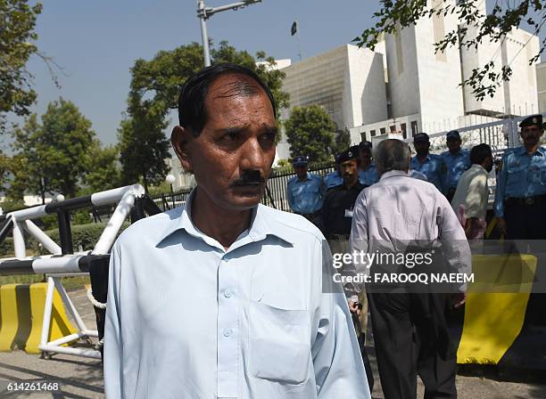 Ashiq Masih,, husband of Christian woman Asia Bibi who faces the death sentence for blasphemy, leaves the Supreme Court in Islamabad on October 13,...