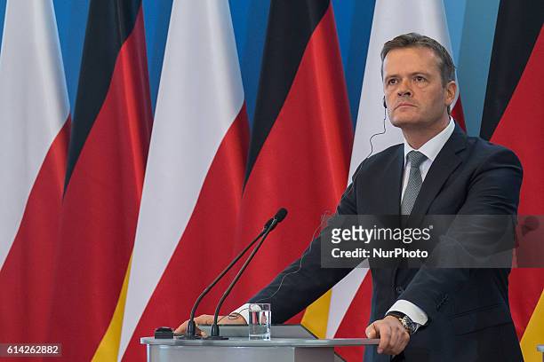 Member of the Divisional Board of Mercedes-Benz Cars,Markus Schaefer during the press conference in Warsaw, Poland on 13 October 2016.