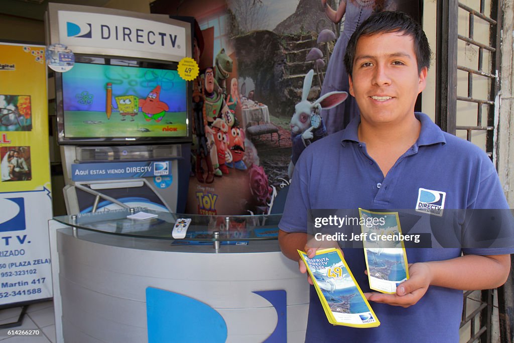 Direct TV, satellites television provider sales agent giving out