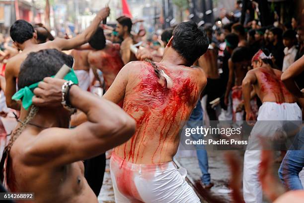 Shiites Muslims join in a religious rally during the celebration of the day Ashura on 10th of Muharram, the first month of the Islamic lunar calendar...