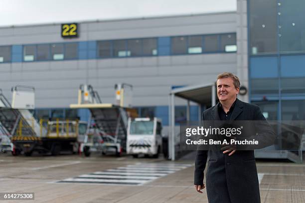 Aled Jones boards a FLYBE flight before launching his new Christmas album "One Voice At Christmas" by performing Walking In The Air and Christmas...