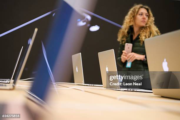 Apple laptops are seen in the upgraded Apple store on Regent Street on October 13, 2016 in London, England. Regent Street was Apple's first store in...
