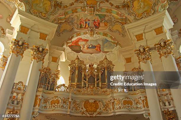 Wieskirche, Wies church, Wies, Near Steingaden, UNESCO World Heritage Site, Romantic Road, Romantische Strasse, Upper Bavaria, Bavaria, Germany,...