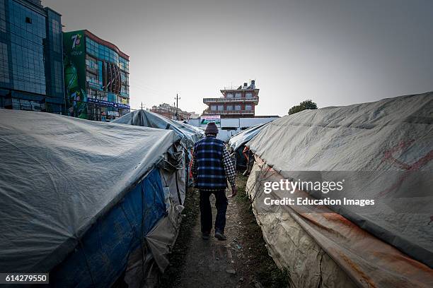 Chhuchmepati camp, kathmandu one year after the earthquake, nepal.