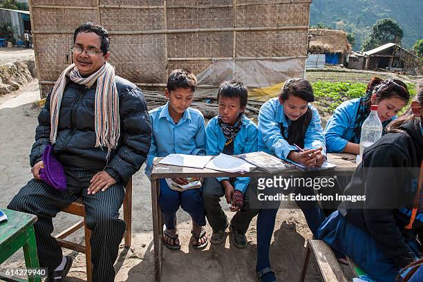 Nepal, Nuwakot district, one year after the earthquake, local school.
