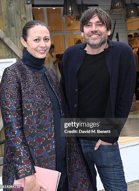 Caroline Rush and Alex James attend the Bicester Village British Wool Collective on October 13, 2016 in Bicester, England.