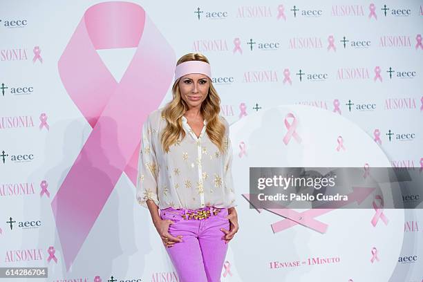 Spanish singer Marta Sanchez presents the 'TuApoyoCuenta' campaign against breast cancer on October 13, 2016 in Madrid, Spain.