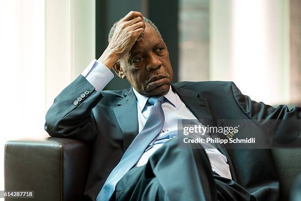 Senior Vice President Issa Hayatou sits in the lobby during part I of the FIFA Council Meeting 2016 at the FIFA headquarters on October 13, 2016 in...