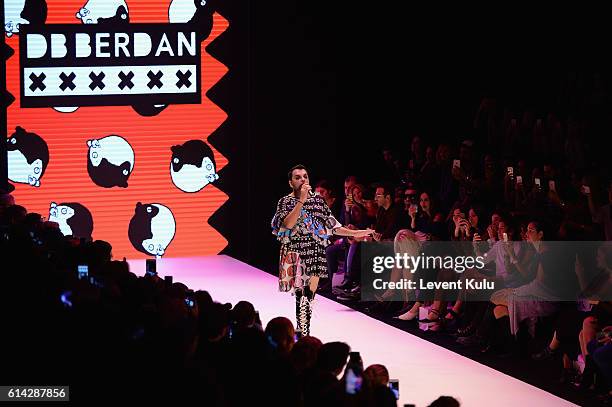 Model walks the runway at the DB Berdan show during Mercedes-Benz Fashion Week Istanbul at Zorlu Center on October 13, 2016 in Istanbul, Turkey.