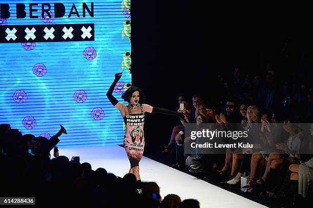 Model walks the runway at the DB Berdan show during Mercedes-Benz Fashion Week Istanbul at Zorlu Center on October 13, 2016 in Istanbul, Turkey.