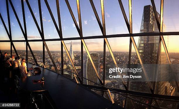 Panoramic view of The Shard, 20 Fenchurch Street - also known as the Walkie Talkie, and The Leadenhall Building - also known as the Cheesegrater,...