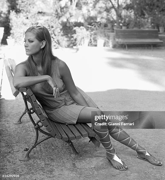 Italian actress Claudia Cardinale during a visit to the Alhambra Granada, Andalucia,Spain. .