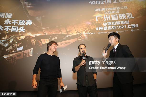 Tom Cruise and Edward Zwick attend the Guangzhou Fan Screening during the promotional tour of the Paramount Pictures title "Jack Reacher: Never Go...