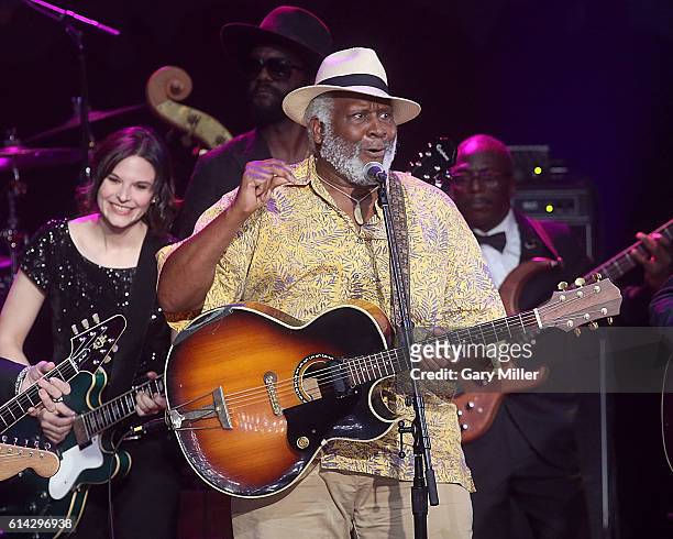 Taj Mahal and Eve Monsees perform during the Austin City Limits Hall of Fame taping at ACL Live on October 12, 2016 in Austin, Texas.