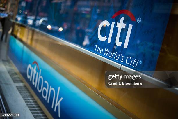 Citigroup Inc. Signage is displayed at a bank branch in New York, U.S., on Friday, Oct. 7, 2016. Citigroup Inc. Is scheduled to release earnings...