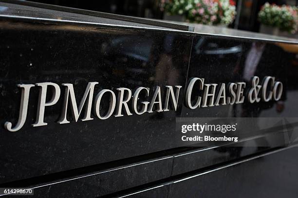 JPMorgan Chase & Co. Signage is displayed outside the company's Park Avenue office building in New York, U.S., on Friday, Oct. 7, 2016. JPMorgan...