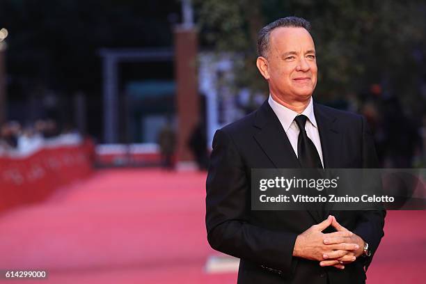 Tom Hanks walks a red carpet on October 13, 2016 in Rome, Italy.