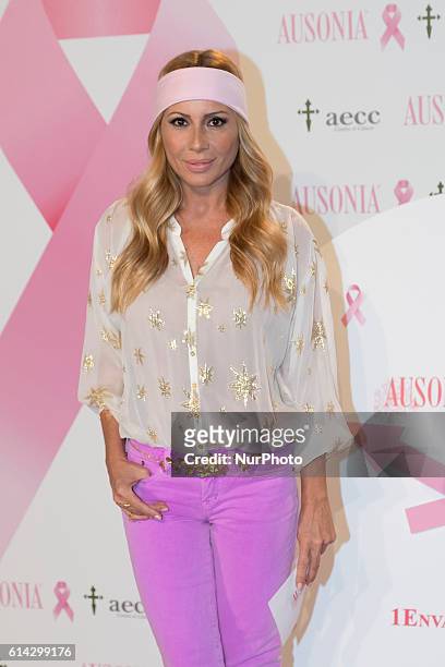 Spanish singer Marta Sanchez presents the 'TuApoyoCuenta' campaign against breast cancer on October 13, 2016 in Madrid, Spain.