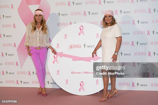 Marta Sanchez and Terelu Campos present the 'TuApoyoCuenta' campaign against breast cancer on October 13, 2016 in Madrid, Spain.