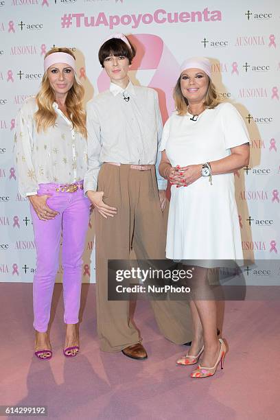 Marta Sanchez Bimba Bose and Terelu Campos present the 'TuApoyoCuenta' campaign against breast cancer on October 13, 2016 in Madrid, Spain.