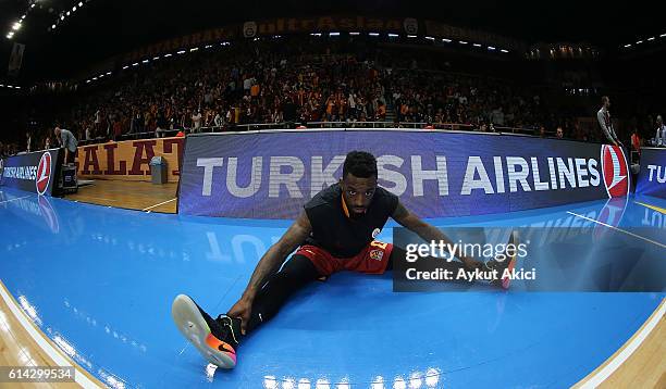 Russ Smith, #0 of Galatasaray Odeabank Istanbul warms-up prior to the 2016/2017 Turkish Airlines EuroLeague Regular Season Round 1 game between...