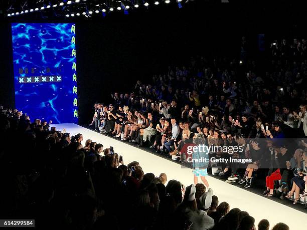 Model walks the runway at the DB Berdan show shot on a Apple iPhone 7 Plus during Mercedes-Benz Fashion Week Istanbul at Zorlu Center on October 13,...