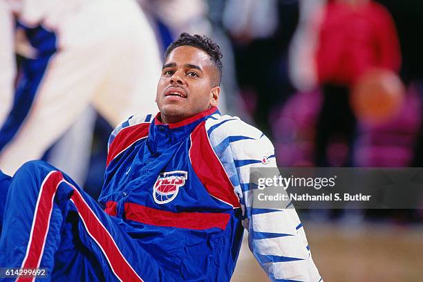 Jayson Williams of the New Jersey Nets looks on during a game played circa 1993 at Madison Square Garden in New York, New York. NOTE TO USER: User...