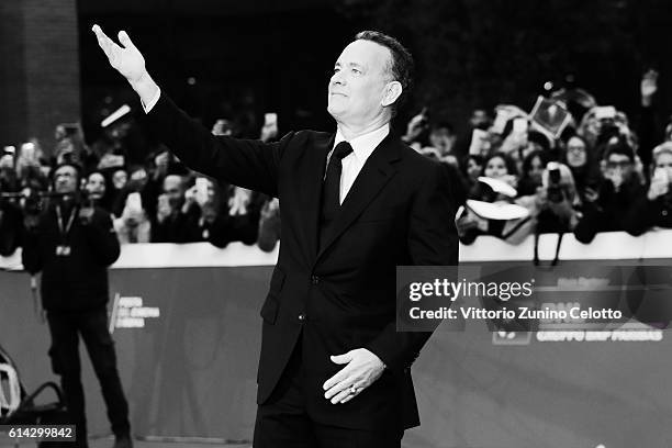 Tom Hanks walks a red carpet on October 13, 2016 in Rome, Italy.