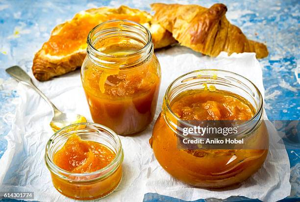 pumpkin jam in jars - marmalade stock pictures, royalty-free photos & images