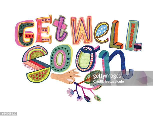get well soon message - mixed media stock illustrations
